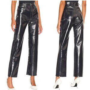 Agolde, Women’s ‘Recycled Leather 90's Pinch Waist’ Pants in Shadow Blue Size 24